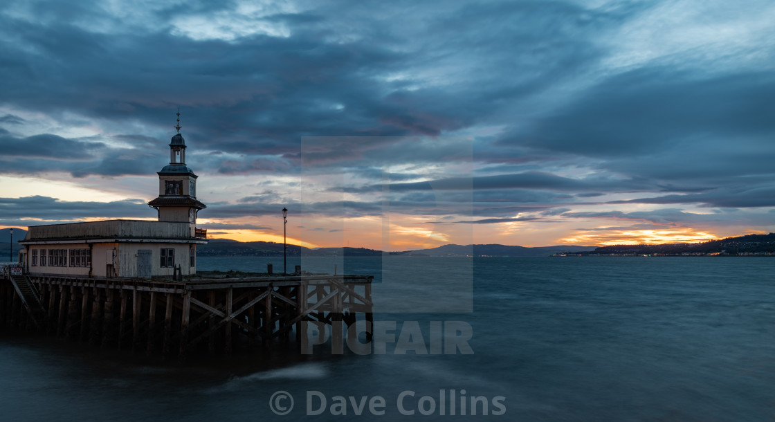 "Sunrise over the Pier, Dunoon, Argyll, Scotland" stock image