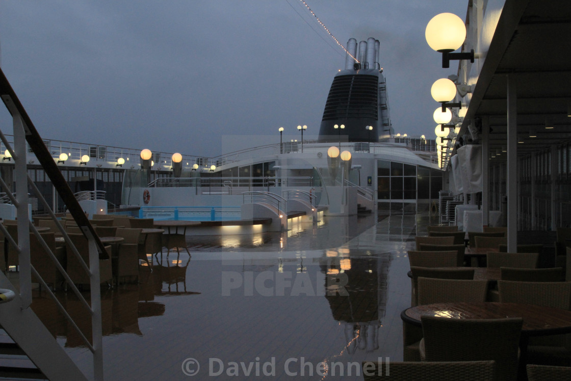 "MSC Opera Blue Hour Reflection" by David Chennell - £12.40 "MSC Opera Blue Hour Reflection" stock image