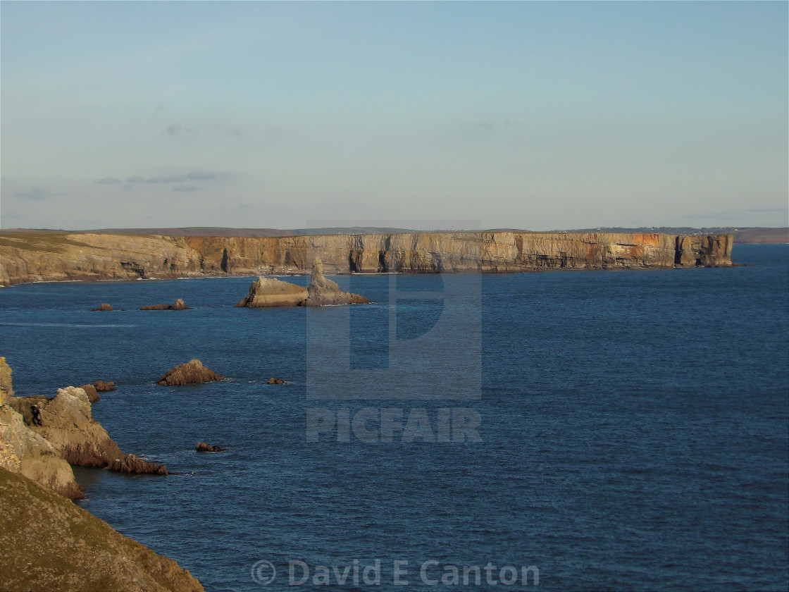 "Church Rock and Stackpole Head in Pembrokeshire" stock image