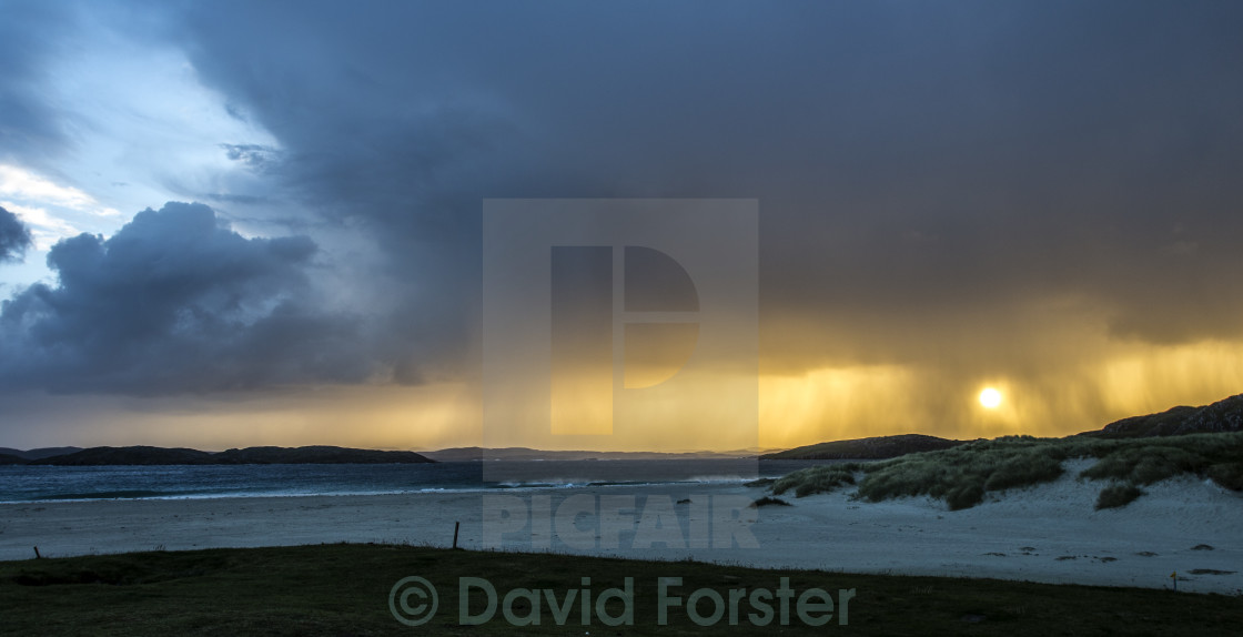 "Clearing Storm Traigh na Beirgh, Isle of Lewis, Hebrides, Scotland UK" stock image