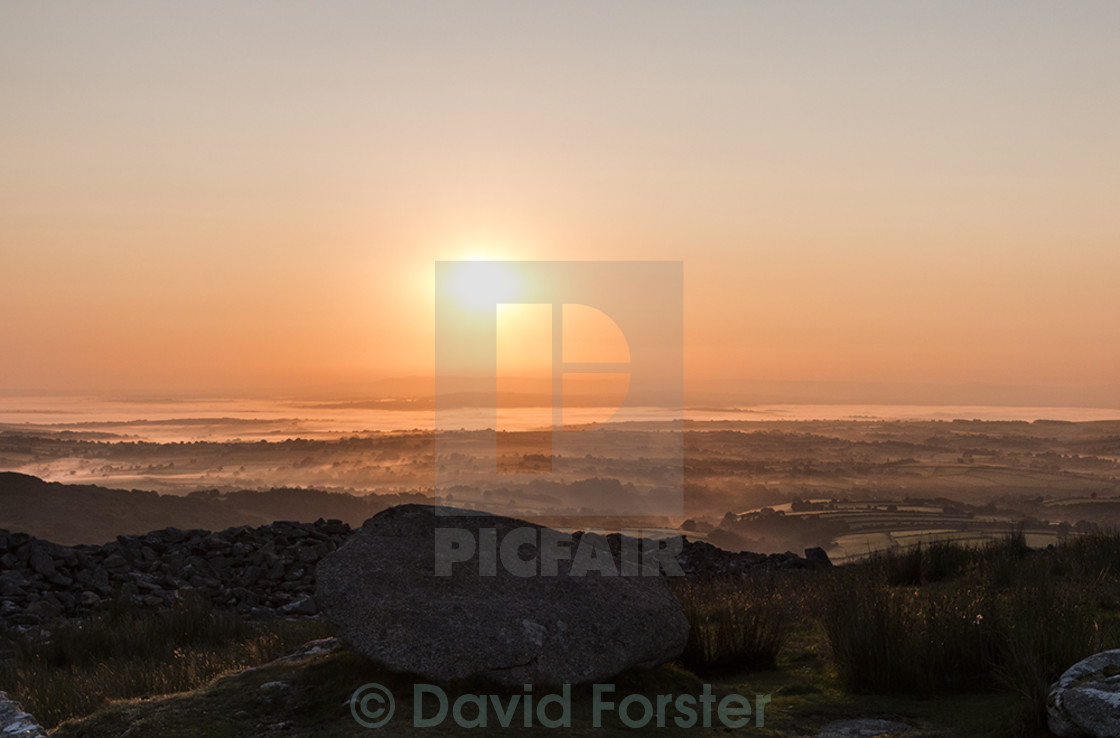 "Bodmin Moor Sunrise Viewed From Stowe's Hill, Bodmin Moor, Cornwall UK" stock image