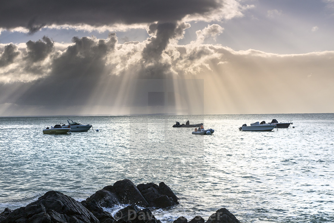 "Clearing Storm, Pointe du Grouin, Brittany, France," stock image