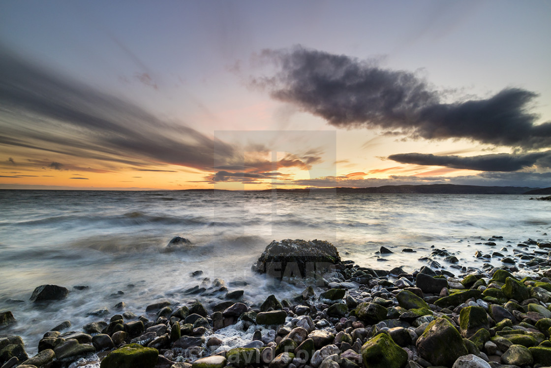 "Sunset Over Morecambe Bay Viewed from Silverdale, Lancashire, UK" stock image