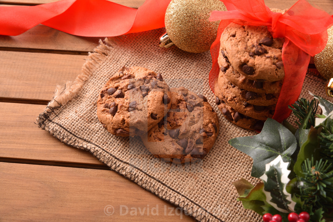 Decorated Christmas Table With Cookies On Wood Table Elevated View