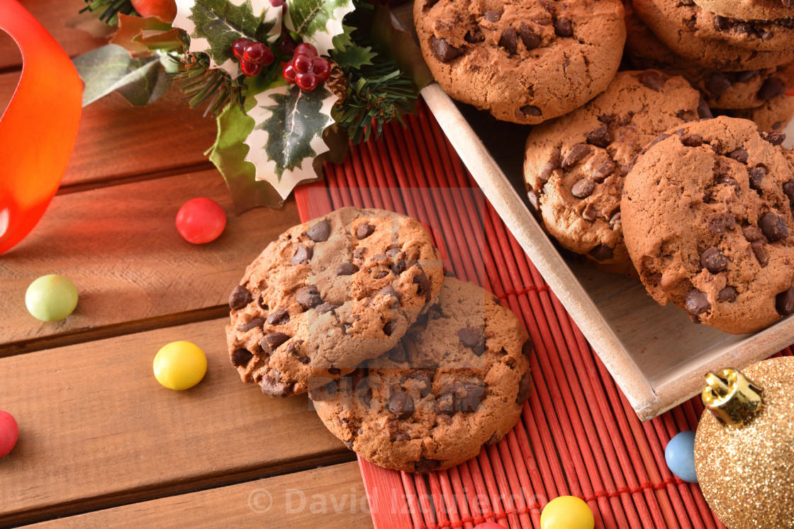 Sweet Christmas Dessert With Cookies On Wood Table Elevated