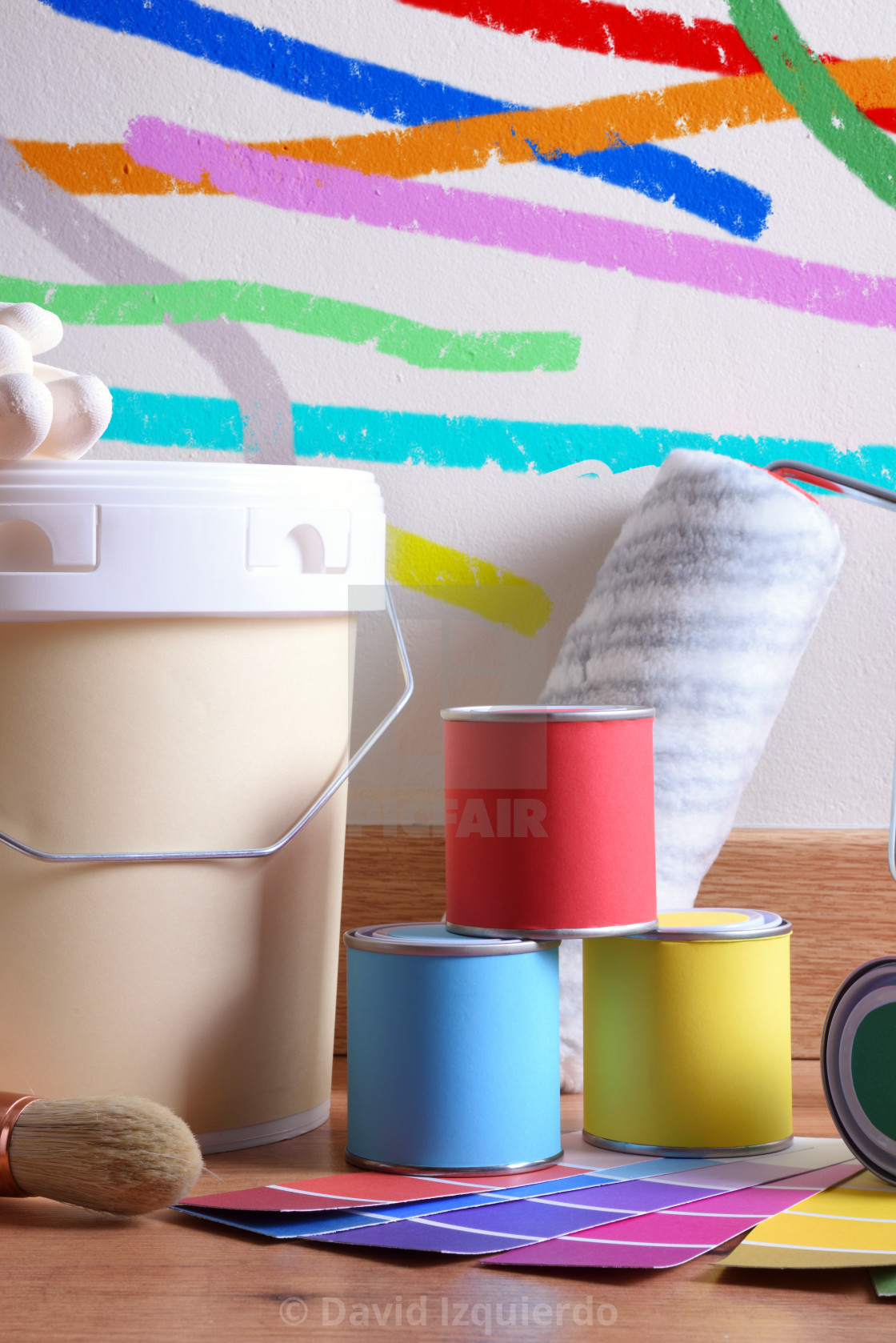 Painting Tools For Home On Parquet Floor With Painted Wall License Download Or Print For 7 00 Photos Picfair