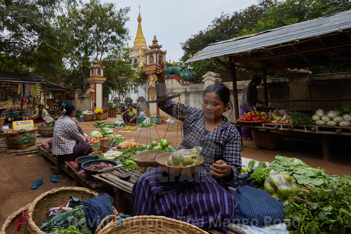 "Market at the tiny hamlet of Taungbi, Bagan, Myanmar" stock image