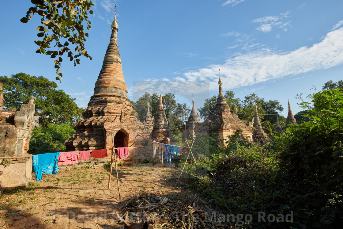 "Pagodas of the Daw Gyan Pagoda Complex in Inwa, a former capital of Burma...." stock image