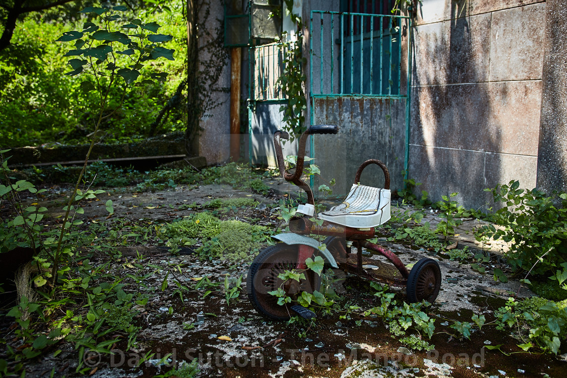 "Overgrown tricycle at Yung Shu Au Abandoned village, Plover Cove Country..." stock image