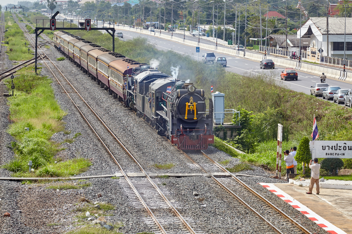 "Steam Train at Bang Pa-In, Thailand" stock image