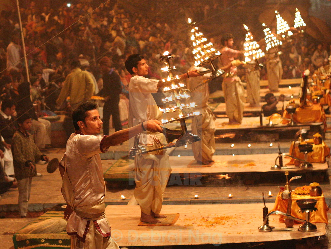 "Ganga Arati at Varanasi, India" stock image