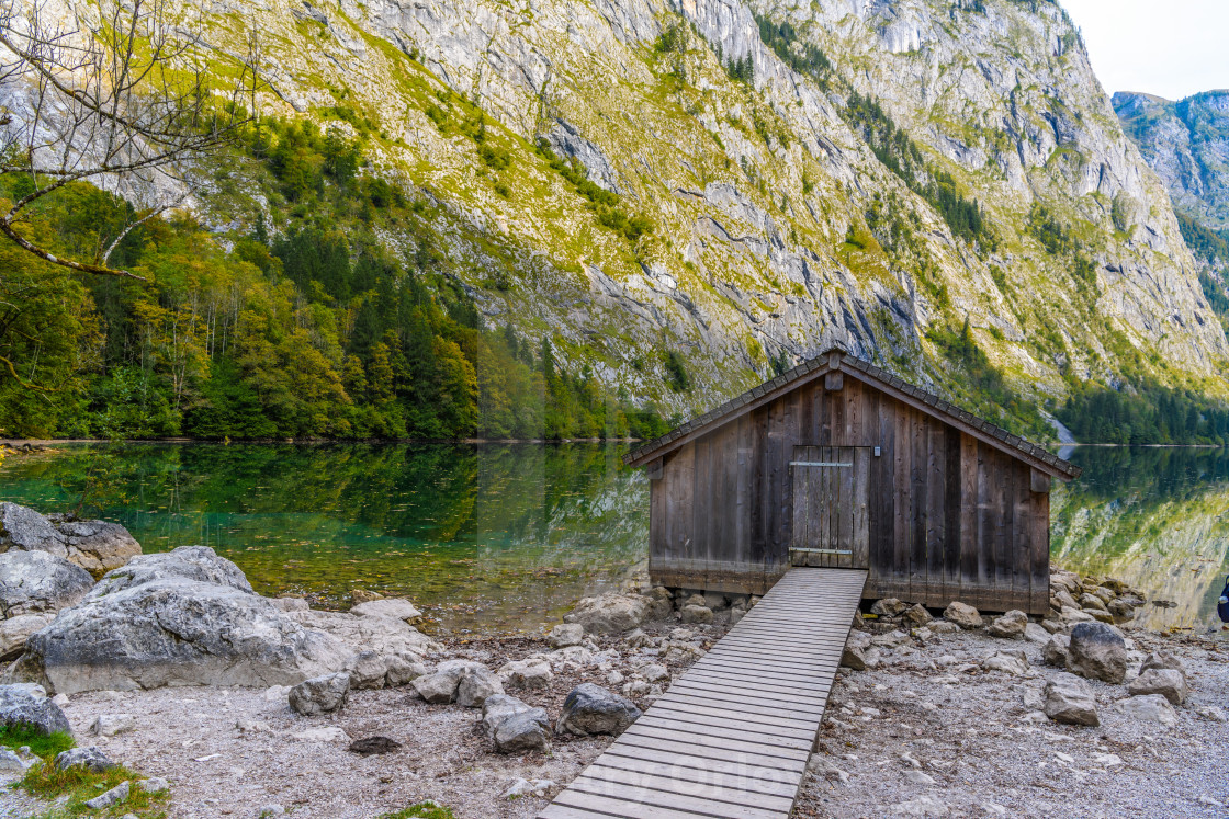 Wooden Old Houses On The Lake Obersee Koenigssee Konigsee Berchtesgaden National Park Bavaria Germany License Download Or Print For 4 96 Photos Picfair