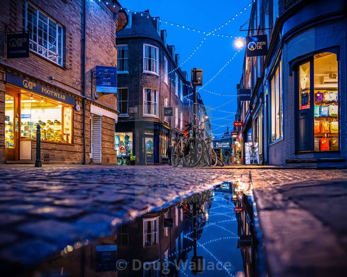 "Reflections from Green Street Cambridge UK." stock image