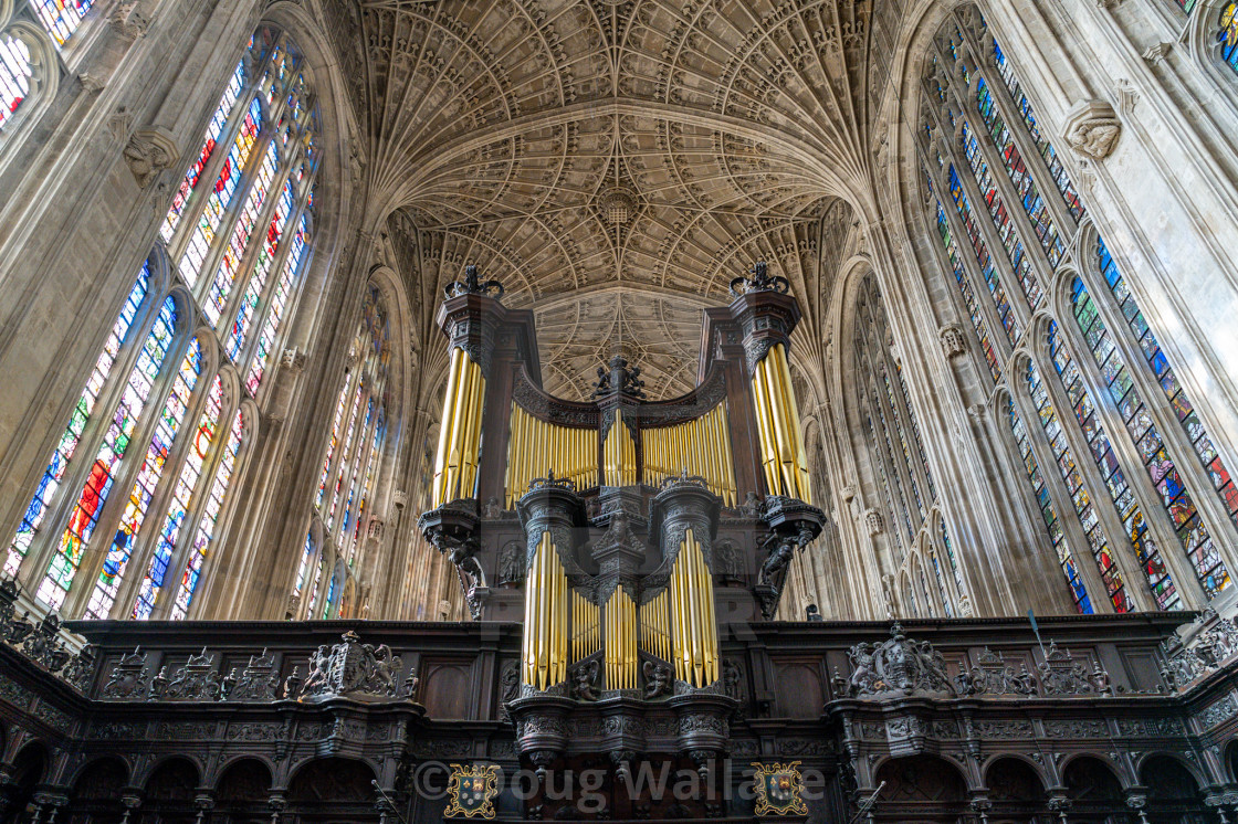 "Kings College Chapel Organ." stock image