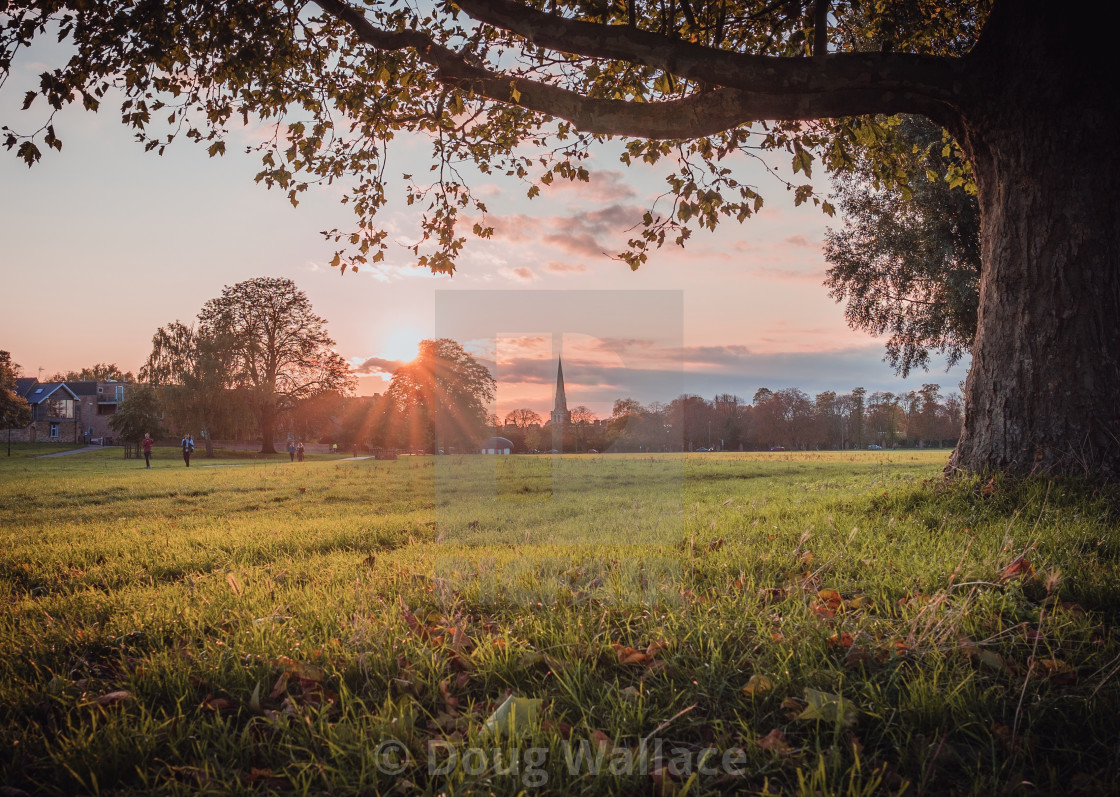 "Sunset, Jesus Green Cambridge UK." stock image