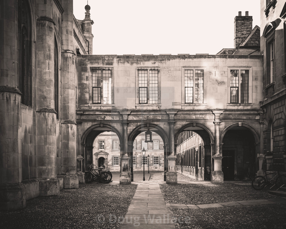 "Peterhouse College Cambridge University in monochrome" stock image