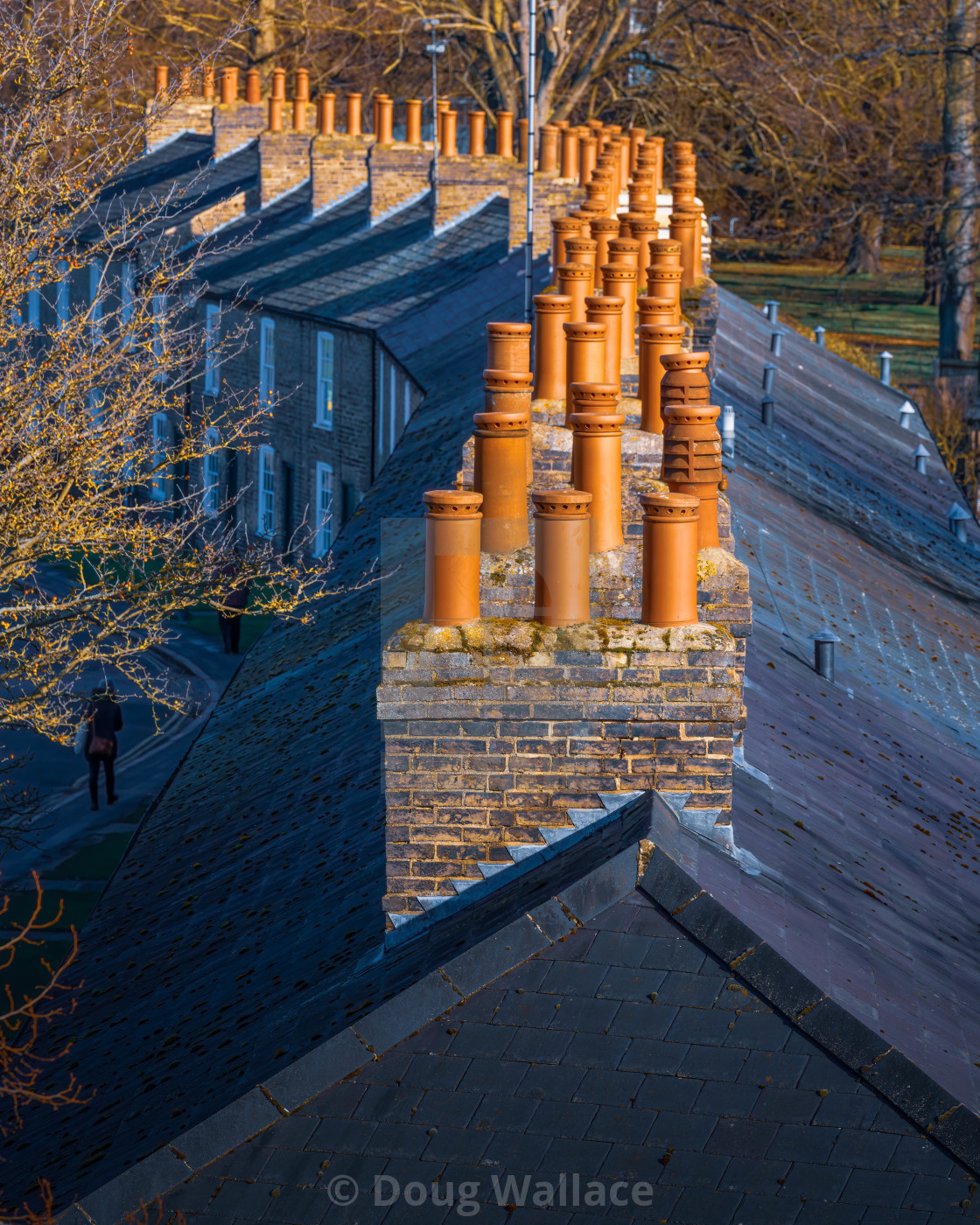 "Chimney Tops, Lower Park Street, Cambridge UK." stock image