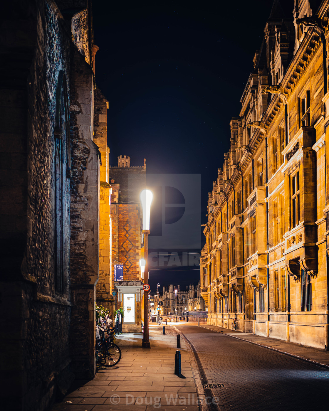 "Trinity Street by night" stock image