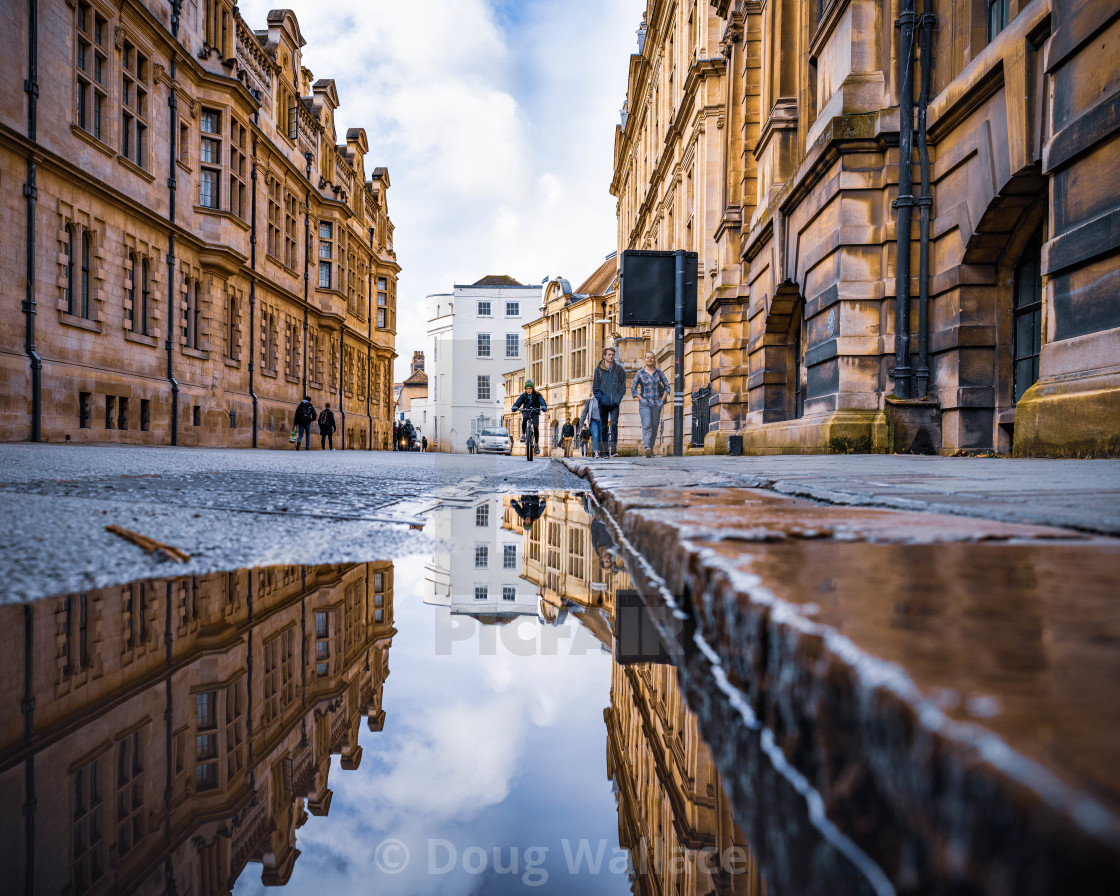 "Reflections, Downing Street Cambridge UK." stock image