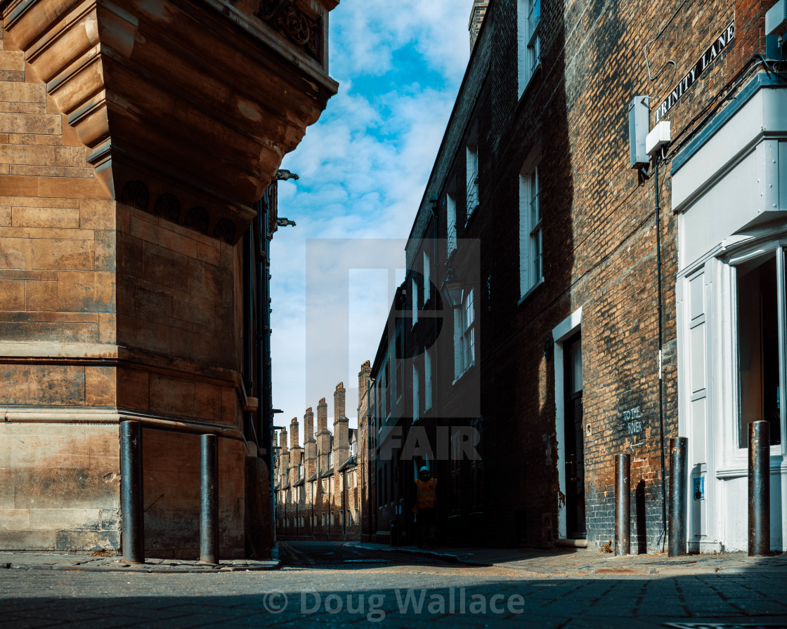 "Trinity Lane at ground level, Cambridge UK." stock image