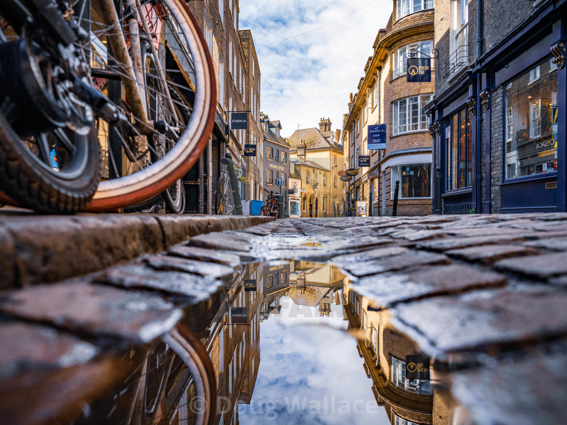 "Reflections, Green Street Cambridge UK." stock image