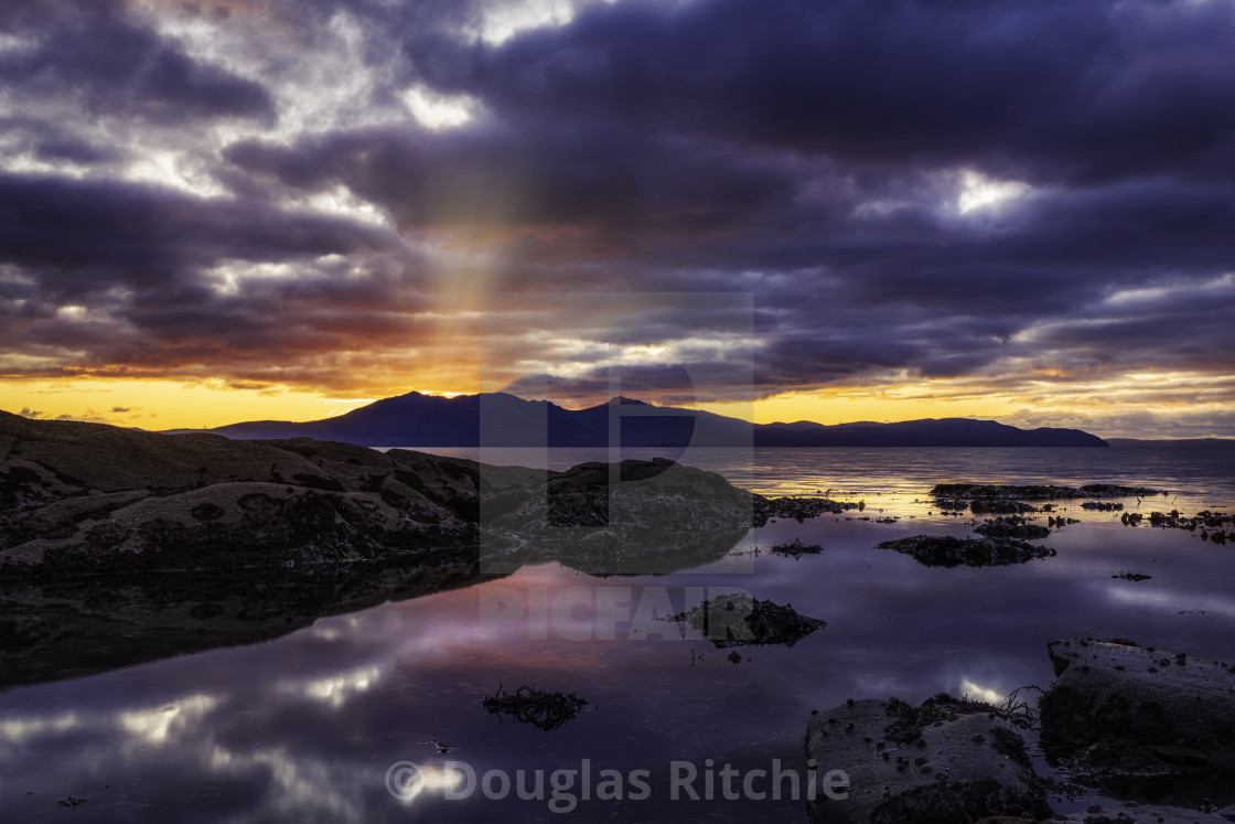 "Arran on Fire" by Douglas Ritchie - £20.00 "Arran on Fire" stock image