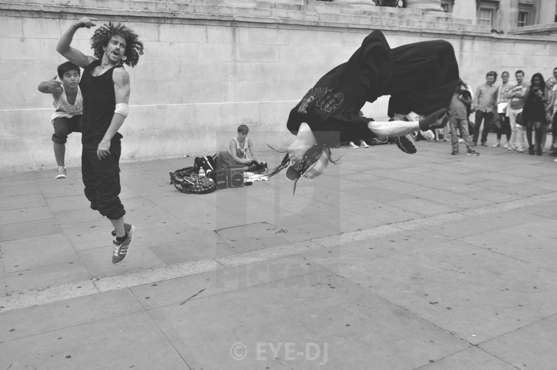 "Meanwhile in Trafalgar Square" stock image