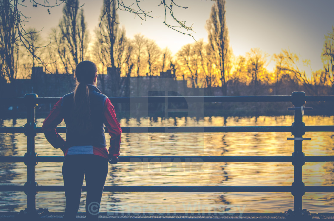 "River Stop Jogger" stock image