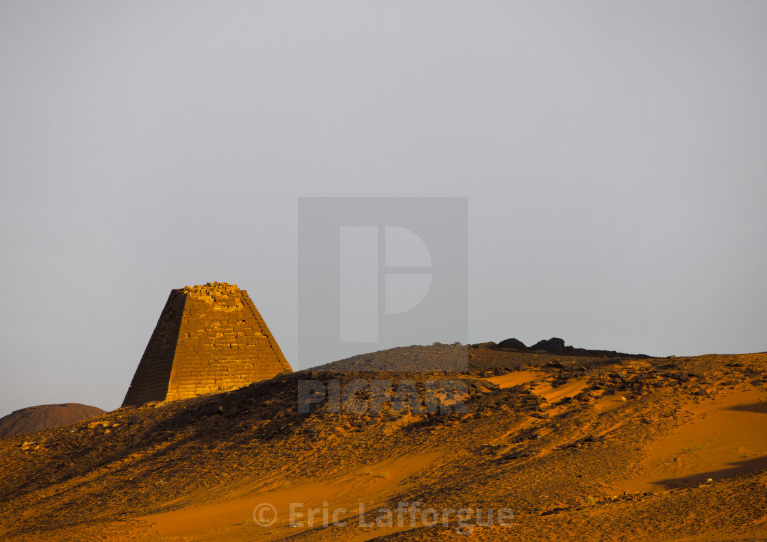 "Sudan, Kush, Meroe, pyramids in royal cemetery" stock image
