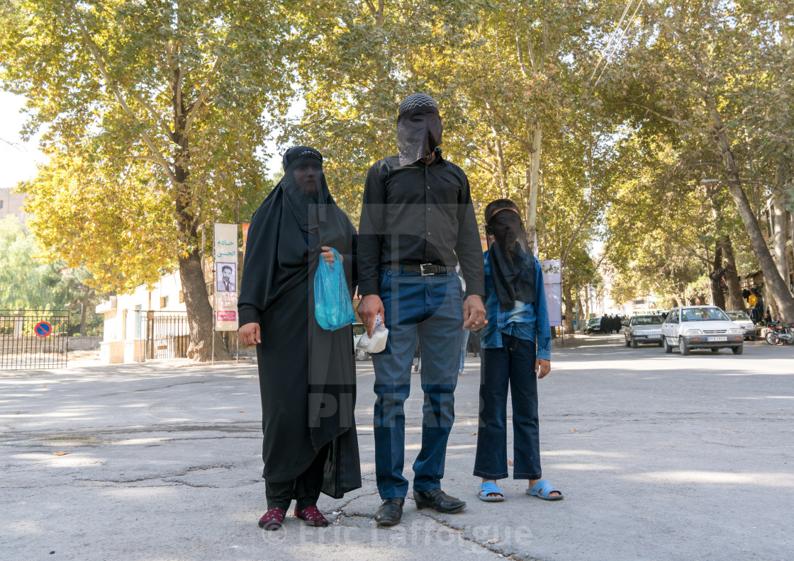 "Iranian shiite muslim family mourning Imam Hussein on the day of Tasua with..." stock image