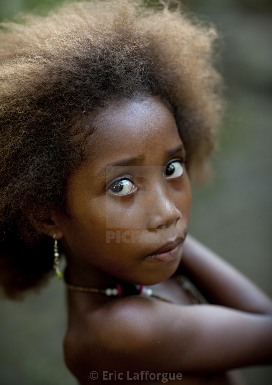 Islander Girl With Blonde Hair Trobriand Island Papua New Guinea