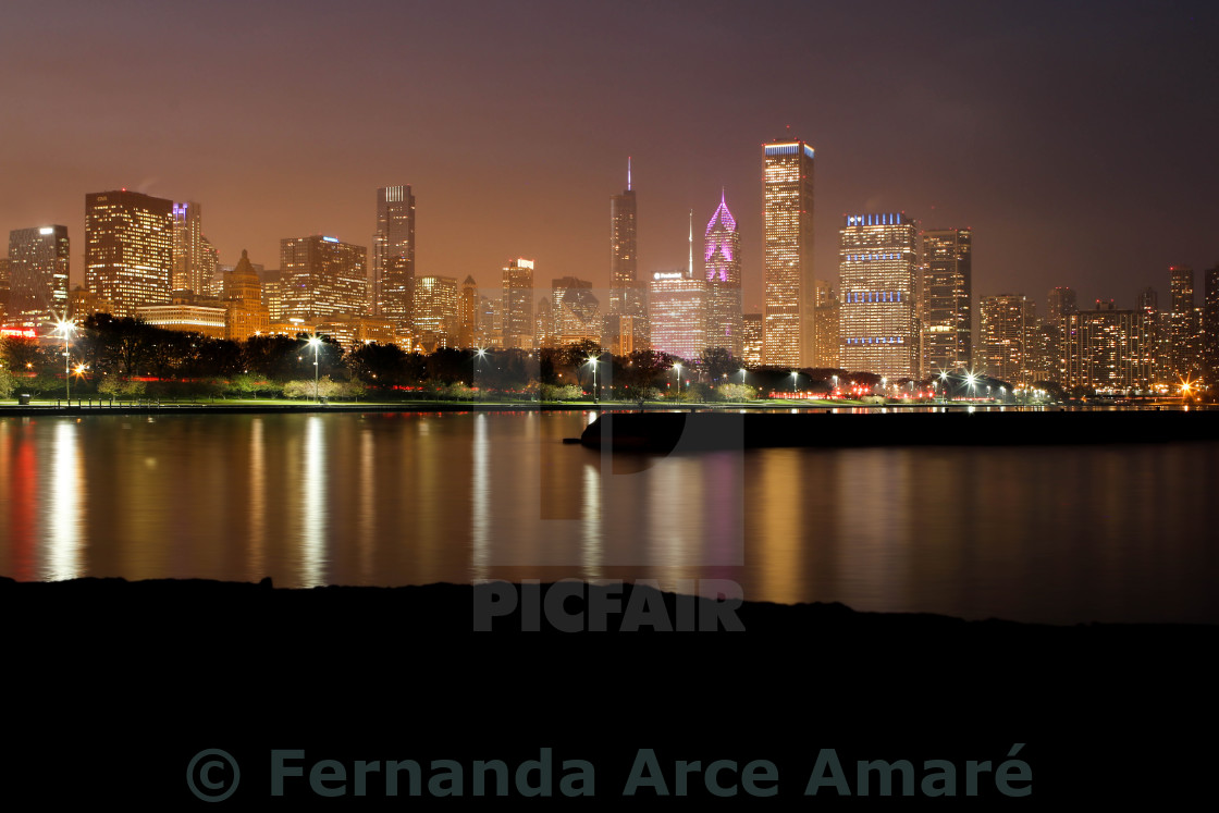 "Chicago sunset" stock image