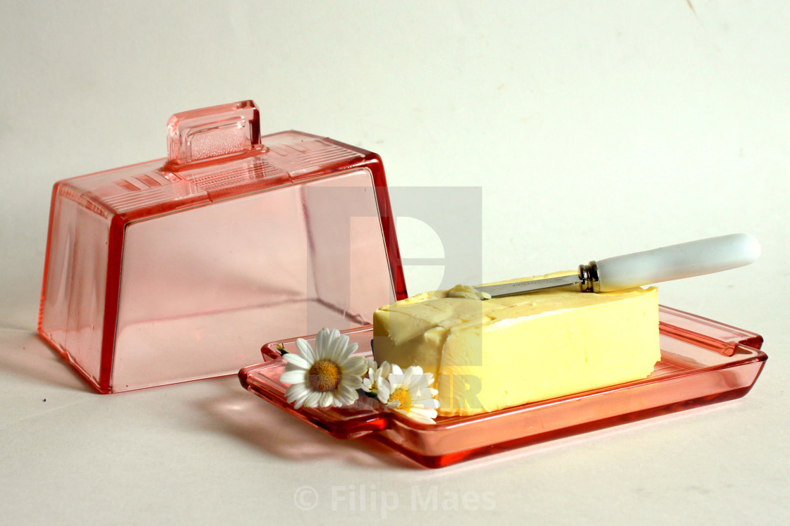 "1930's art deco butter dish" stock image