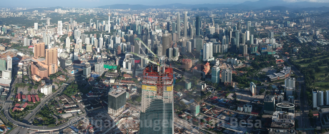 Kuala Lumpur Malaysia 4 February 2018 Beautiful And Dramatic Aerial View Of Kuala Lumpur City With New Skyscraper Under Construction In Tun Razak Exchange License Download Or Print For 1 24 Photos Picfair