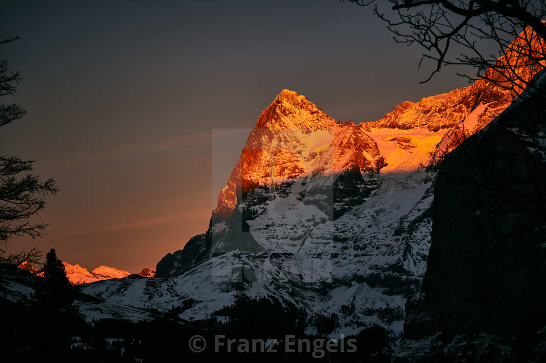 "Alpenglow at Mt. Eiger (Bernese Oberland)" stock image