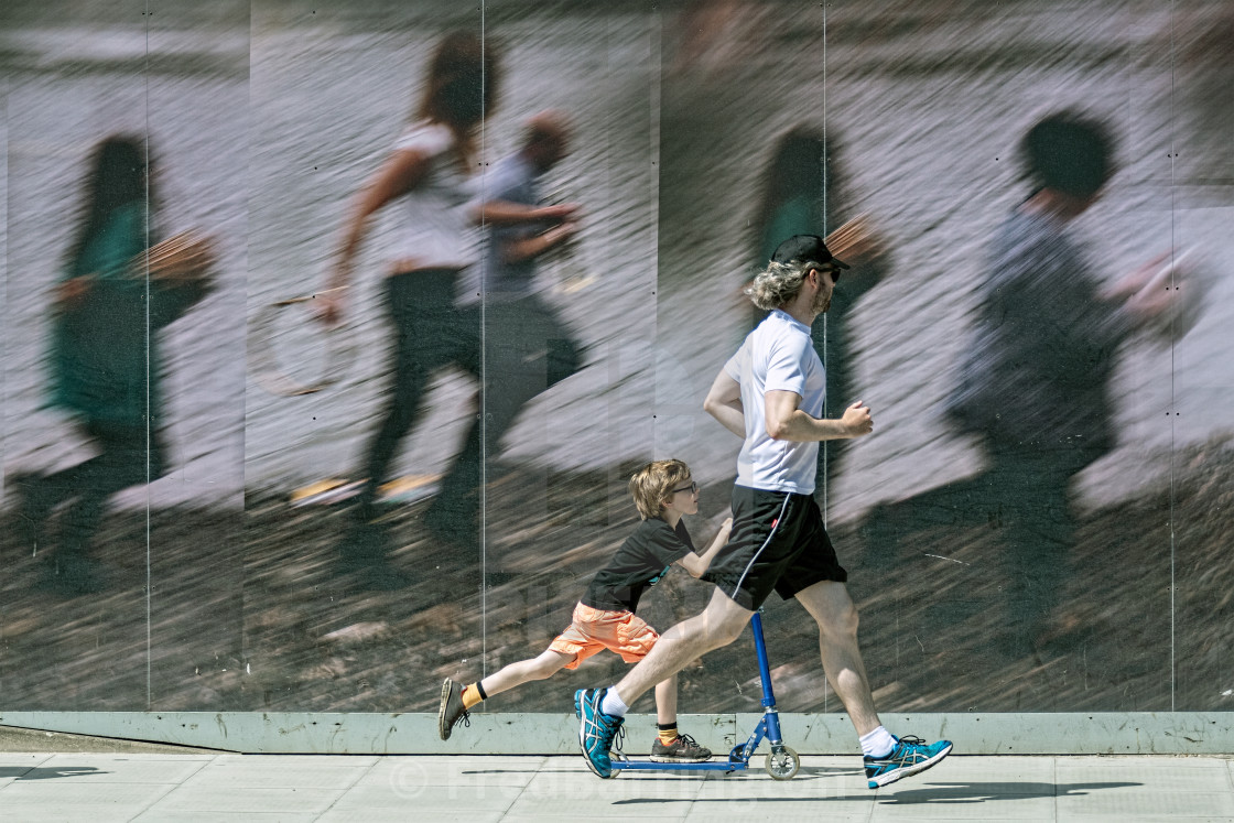 "Running and scootering" stock image