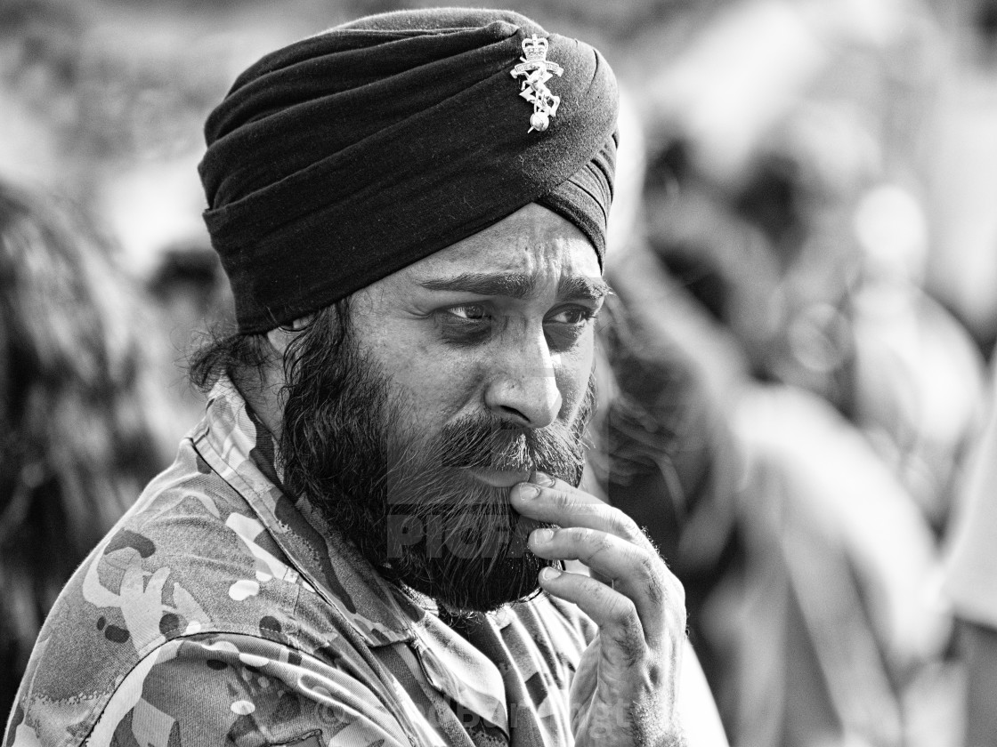 "Sikh in thought, Trafalgar Square" stock image