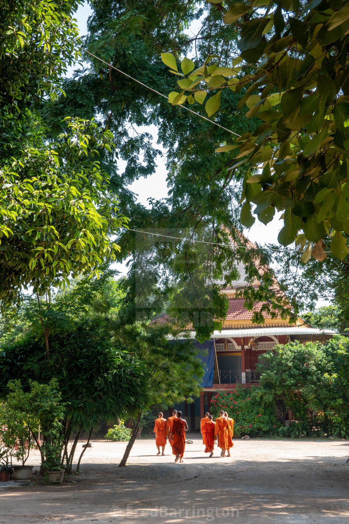 "Monks in Temple Grounds, Siem Reap" stock image