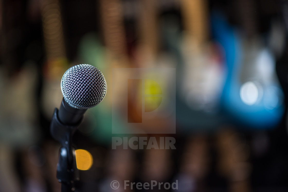 Microphone On Stage Against A Background Of Auditorium License Download Or Print For 18 60 Photos Picfair