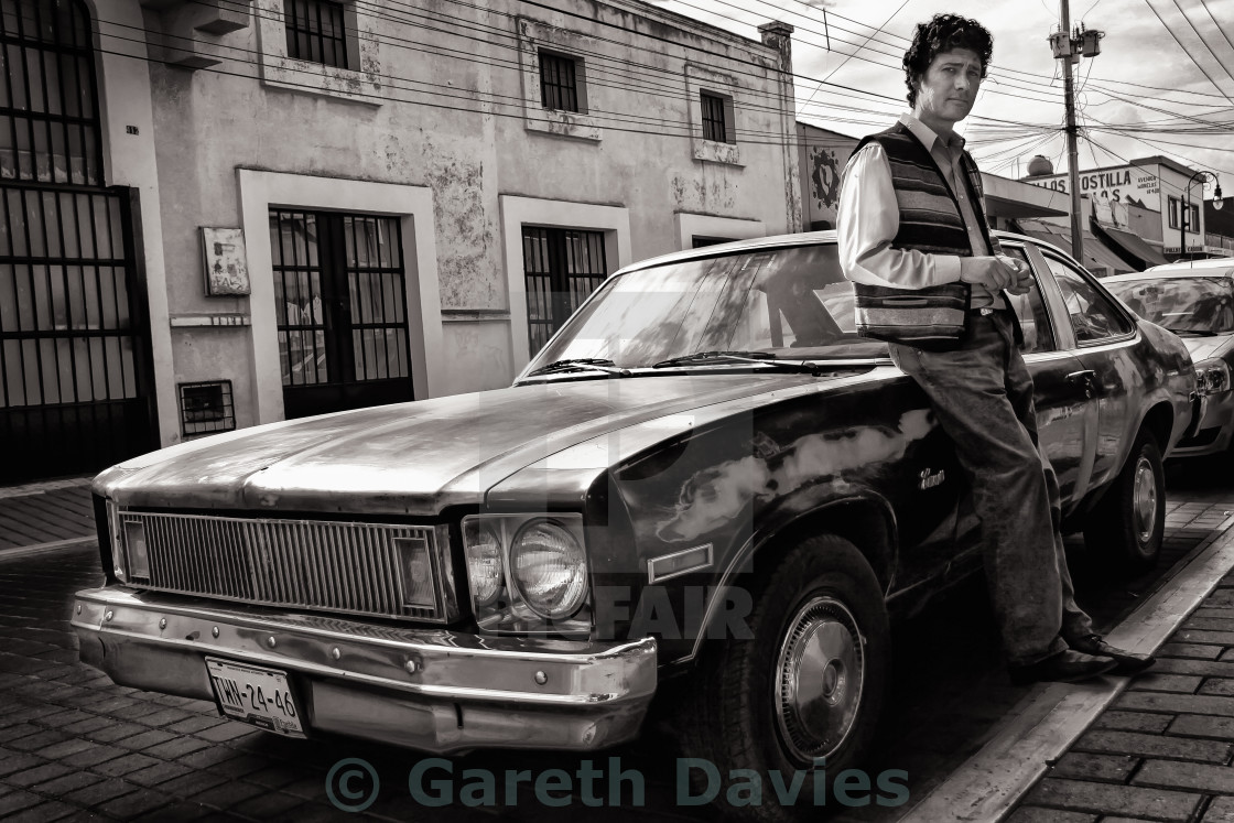 "Retro Car and Toned Streets" stock image