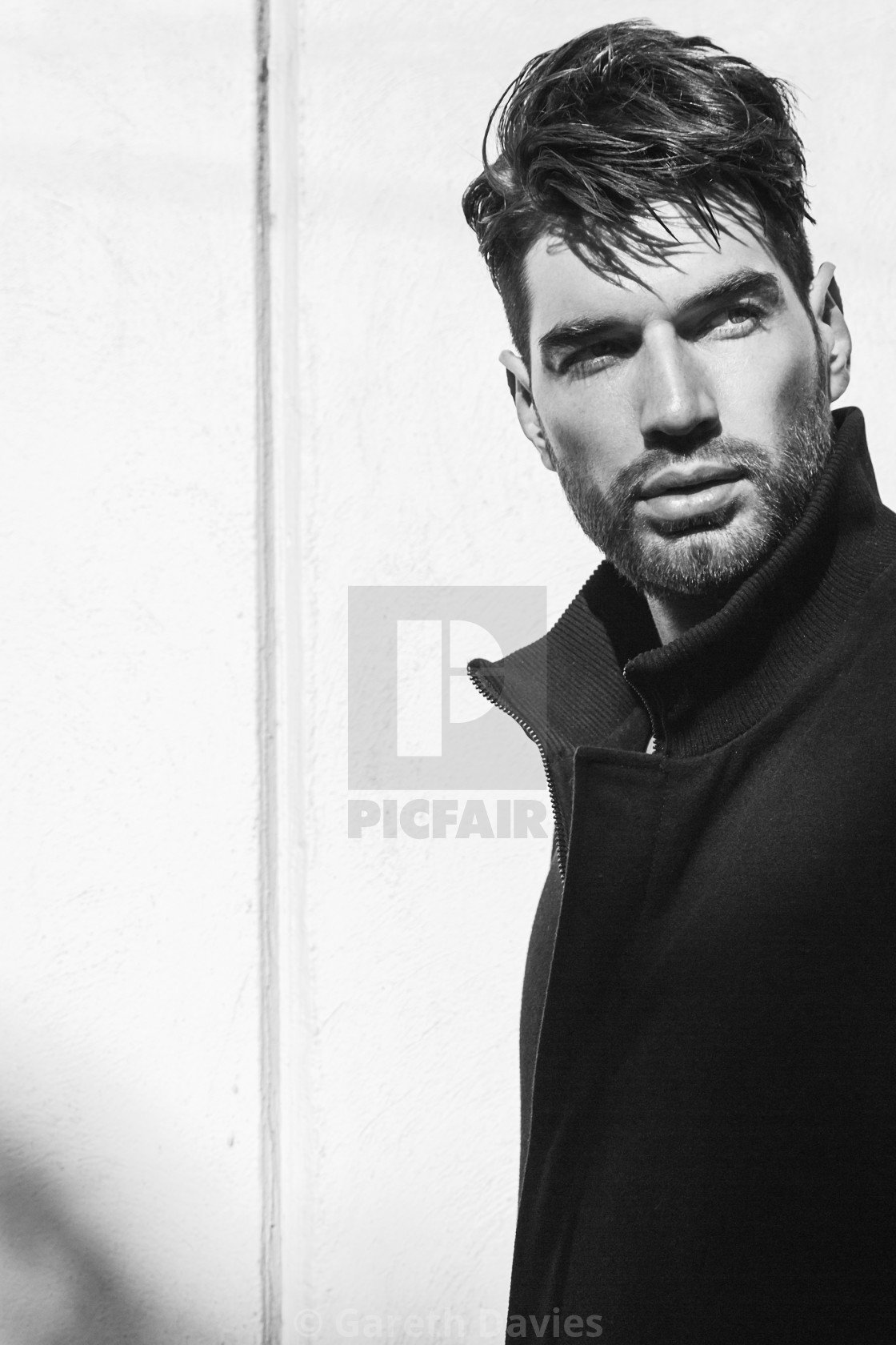 "Black and white portrait of male fashion model" by Gareth Davies - $77.88 "Black and white portrait of male fashion model" stock image
