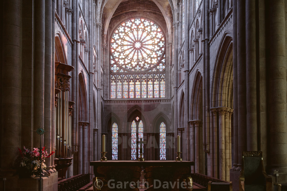 "The interior of a cathedral in france showing the stained glass and architecture" by Gareth Davies - $1.56 "The interior of a cathedral in france showing the stained glass and architecture" stock image