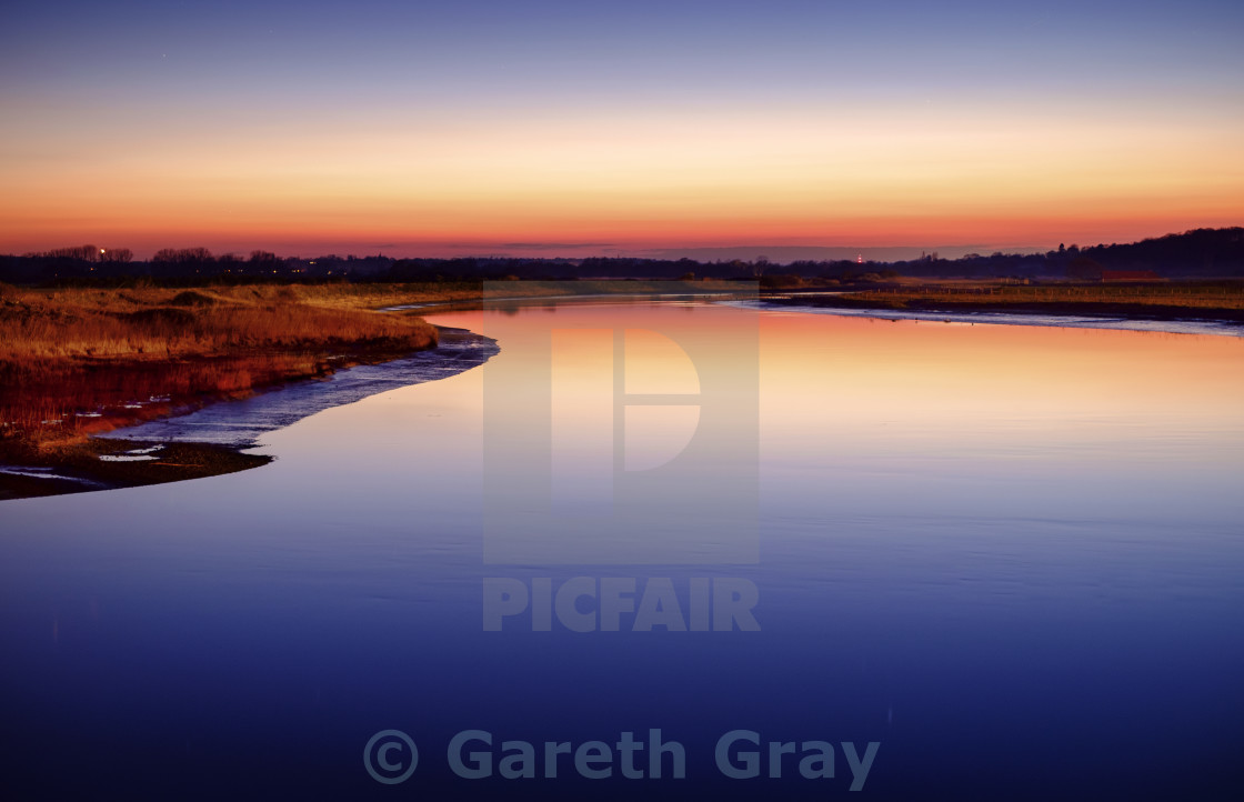 "Sunset over the river" stock image