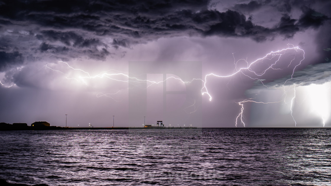 "Lightning over the Bay" stock image