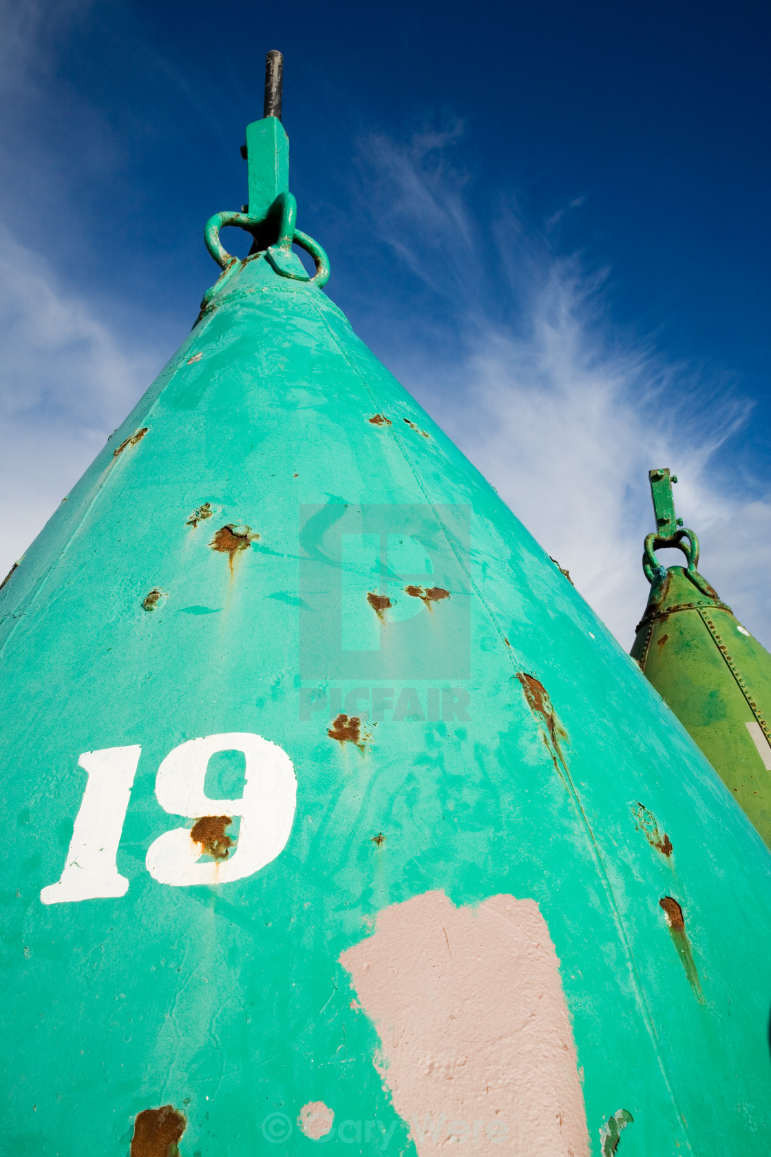 "Two Old Buoys" stock image