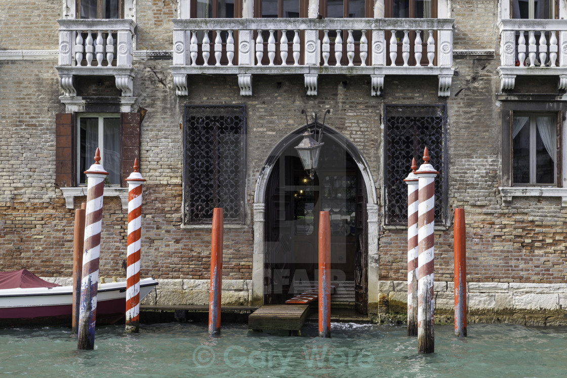 "Mooring stage on the Grand Canal, Venice" stock image