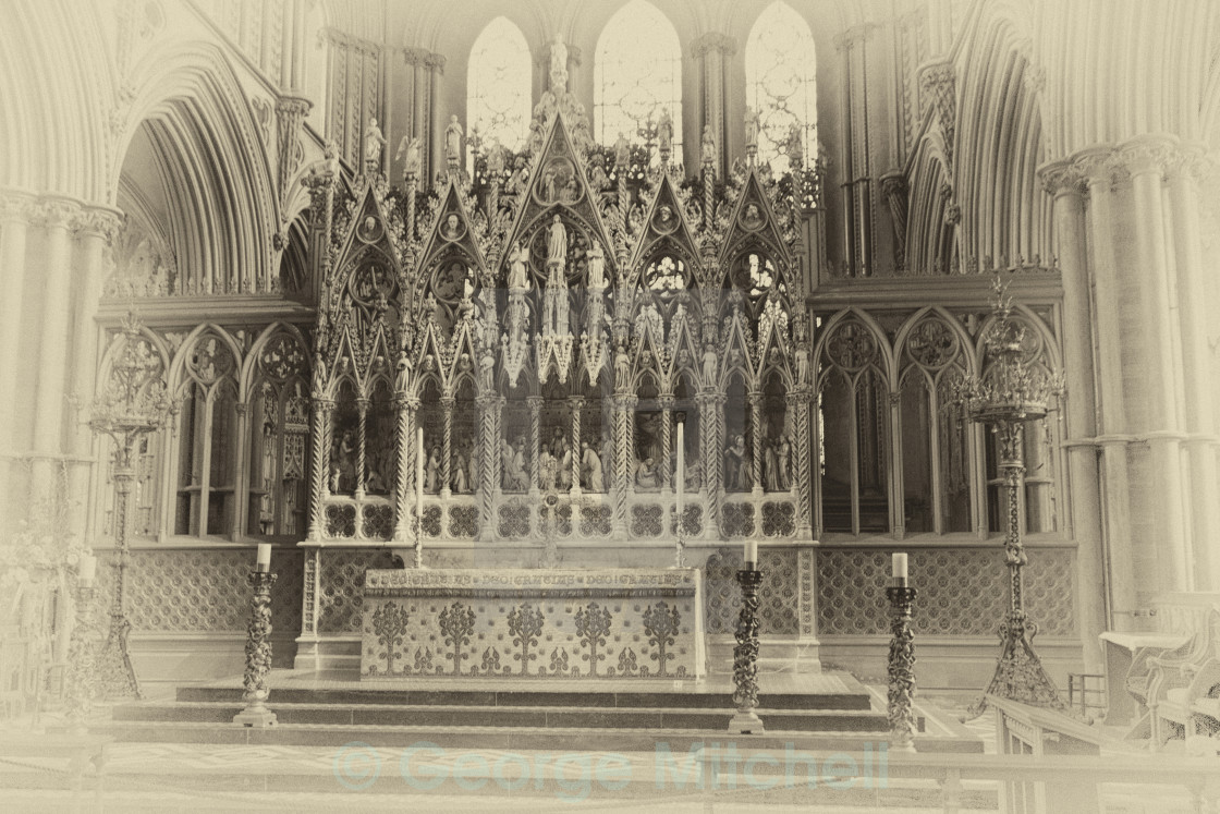 "The Alter at Peterborough Cathedral" stock image