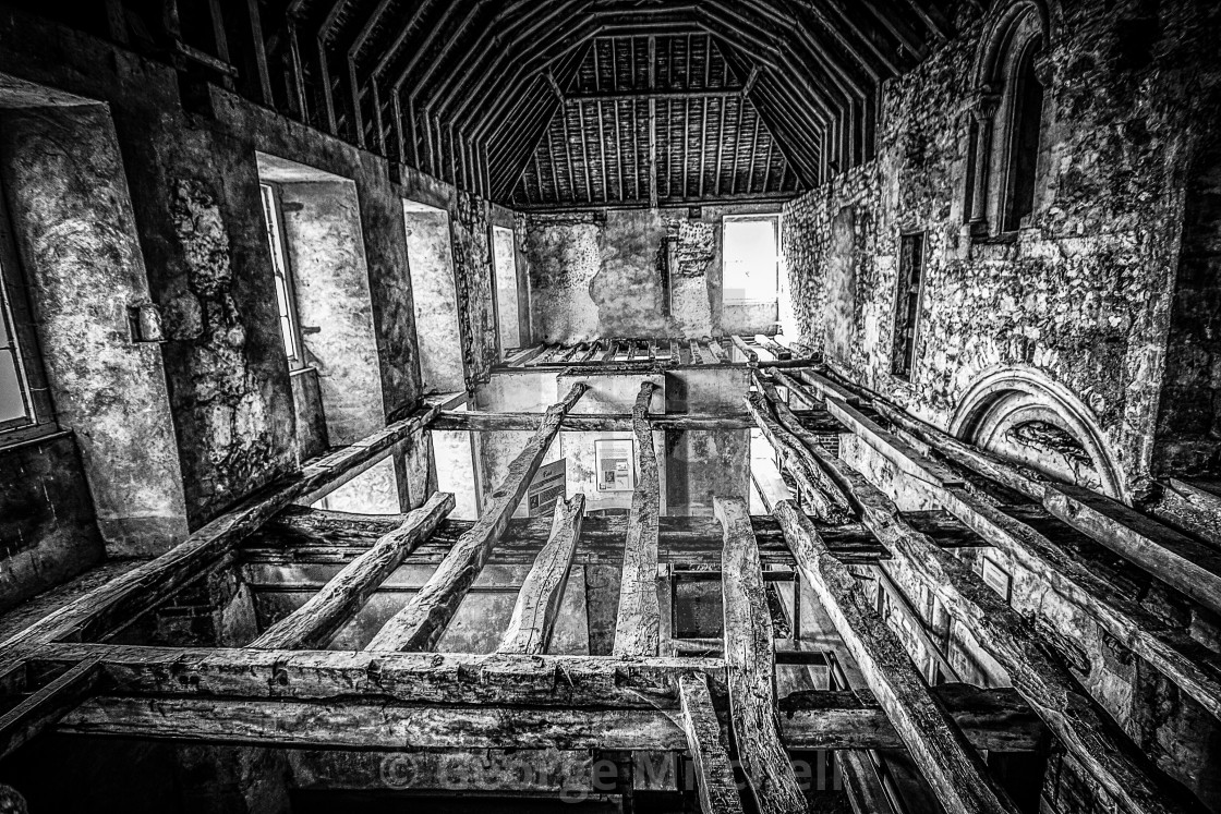 "Roof Joists at Denny Abbey, Cambridgeshire" stock image