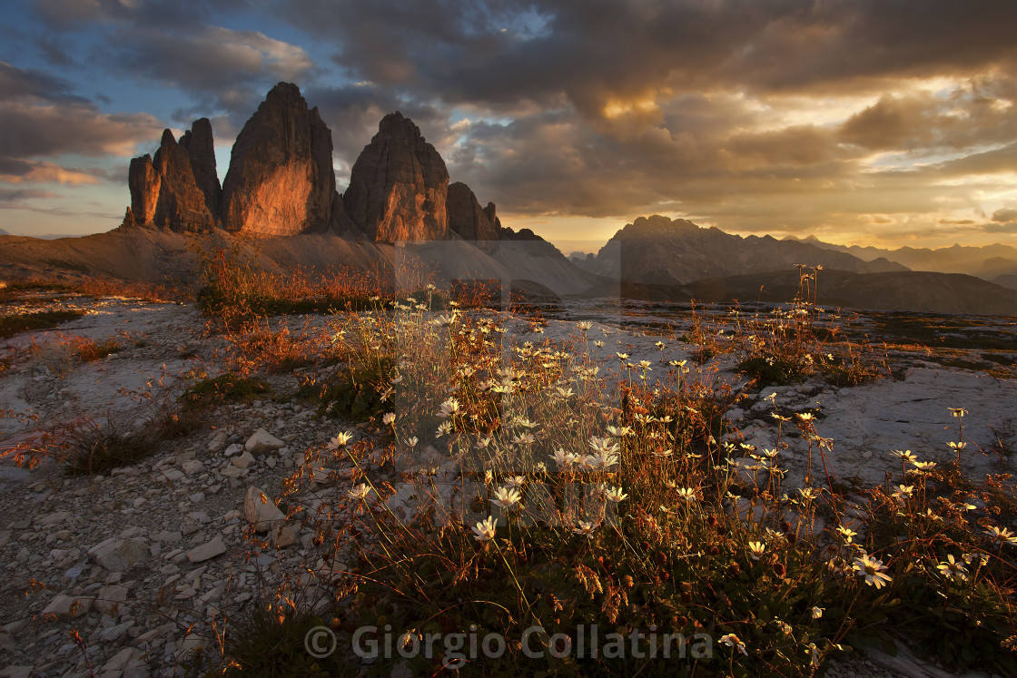 "Sunset on the three Monoliths" stock image