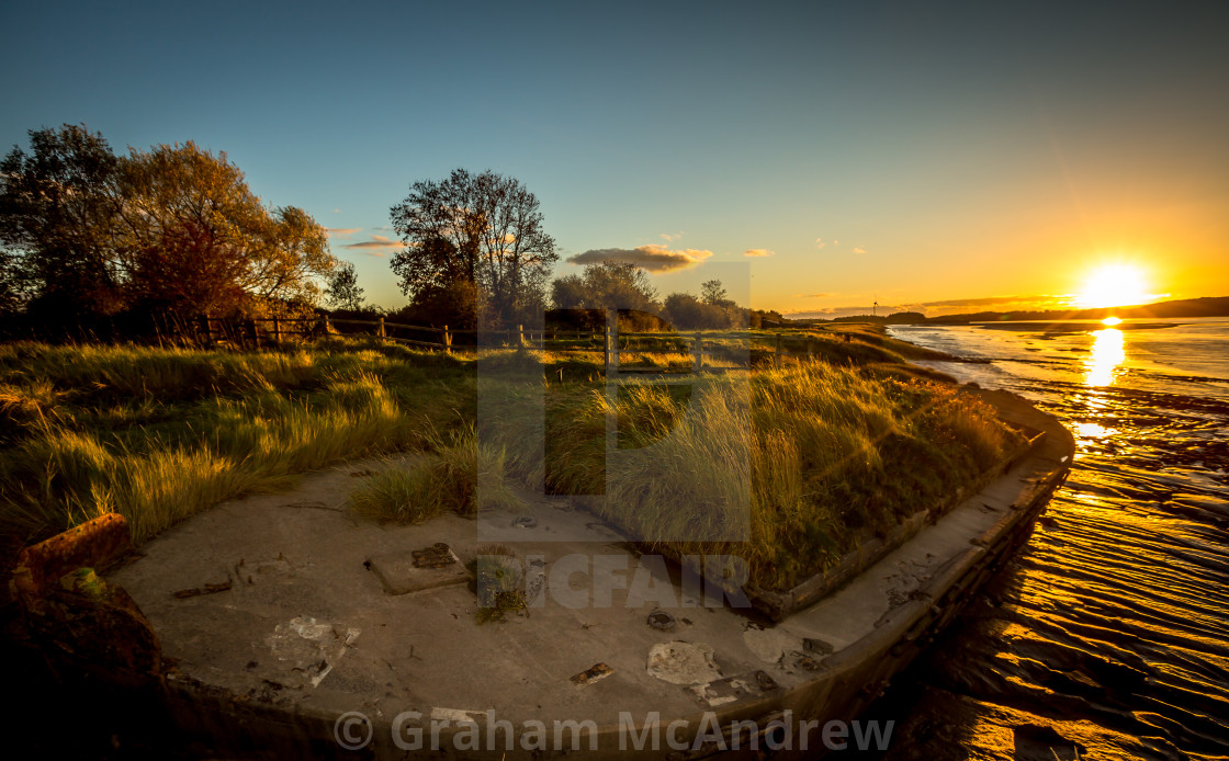 "Historic tidal river bank erosion protection scheme at Purton Hulks, Gloucestershire, UK." stock image